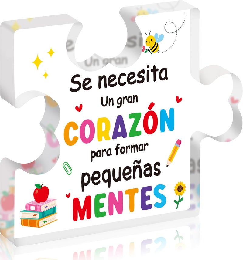 Yopyame Spanish Teacher Appreciation Gifts - Regalos para Maestra Acrylic Gift for Teacher Thank You Gifts for Teacher from Student End of Year Graduation Christmas Birthday Keepsake Gift for Teachers - Image 1